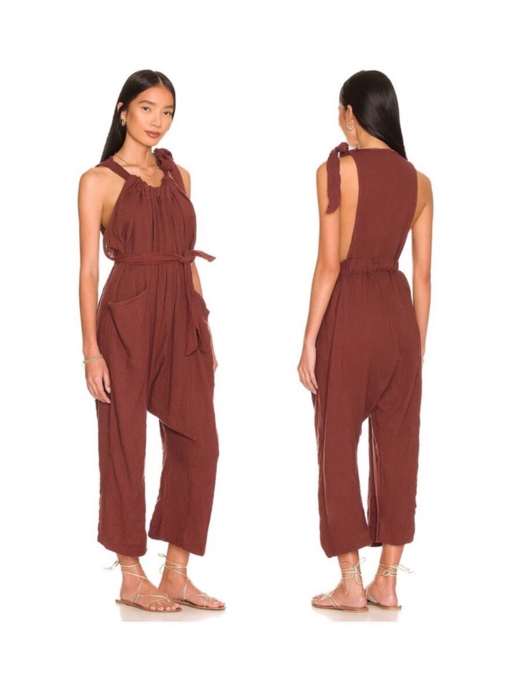 NWT Free People Henriwtta Jumpsuit Sz XS Rum Raisin